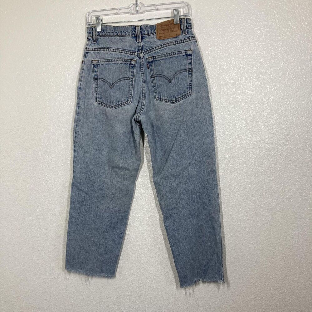 Levis 550 Jeans Womens Light Wash Relaxed Tapered Raw Hem Zip Fly Red Tab Denim